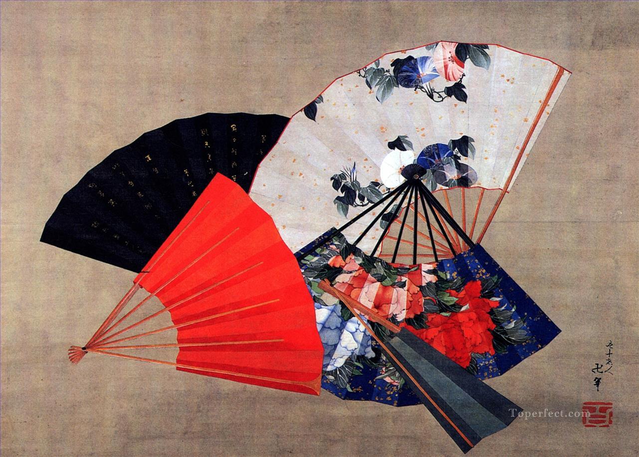 five fans Katsushika Hokusai Ukiyoe Oil Paintings